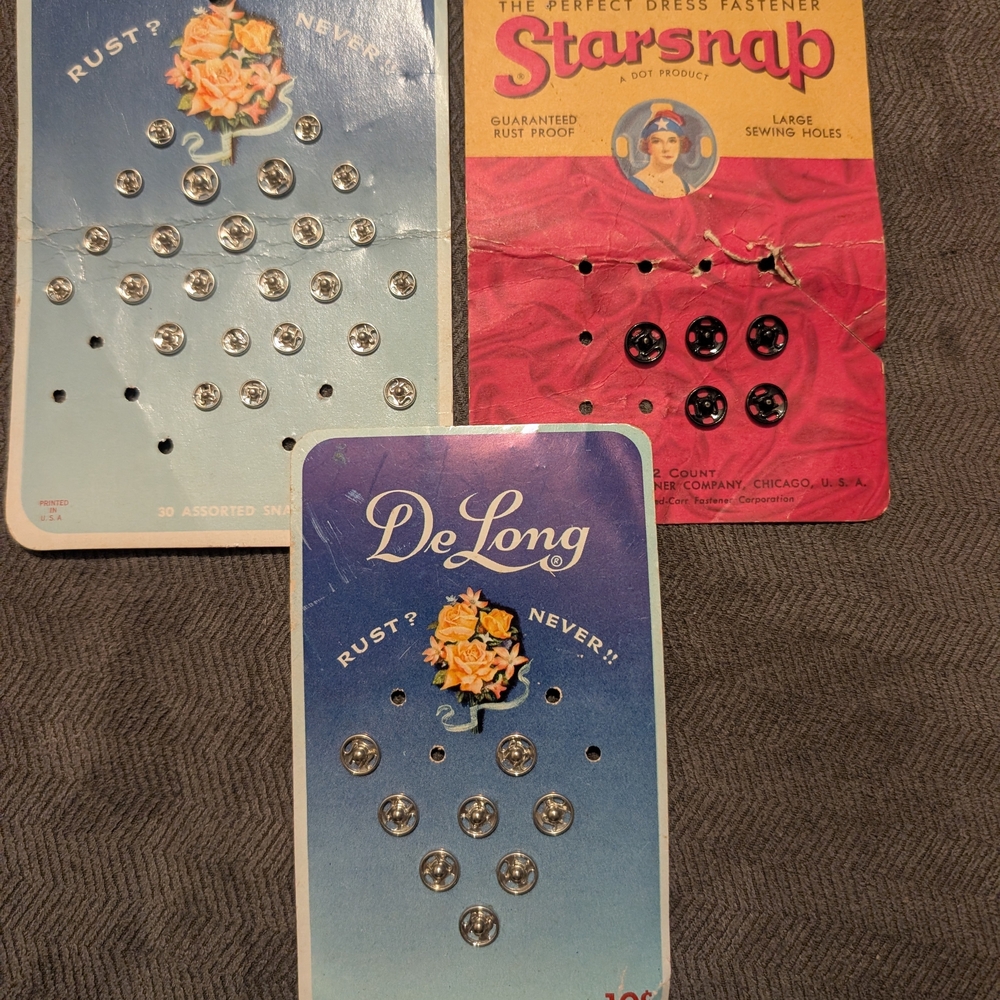 1940s Delong and Star Snap New old Stock NOS Sewing Snaps Lot Sewing